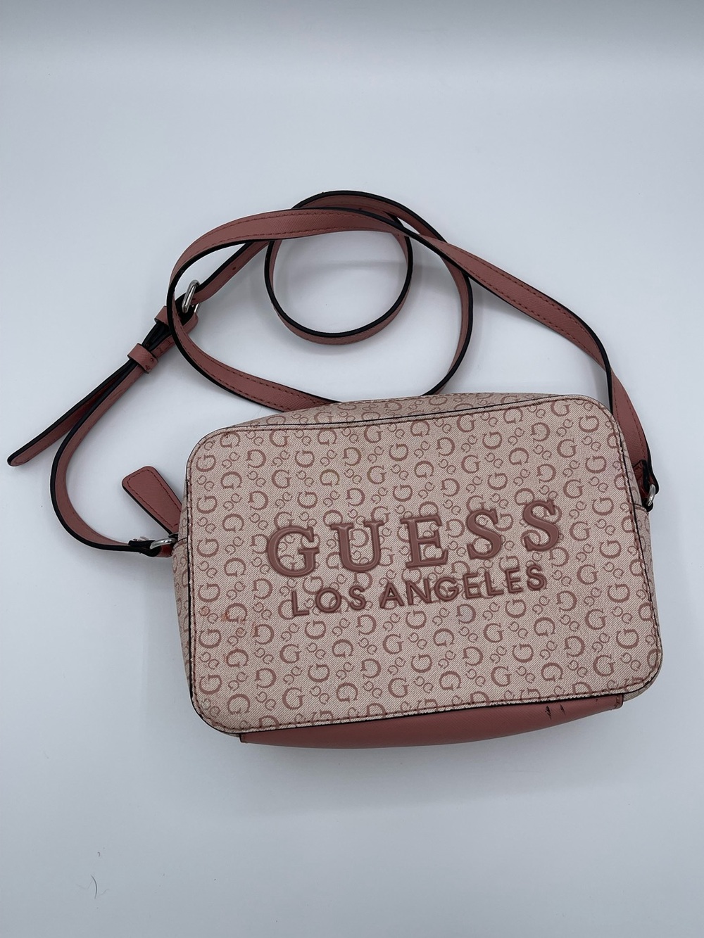 GUESS Pink Monogram Crossbody with Logo